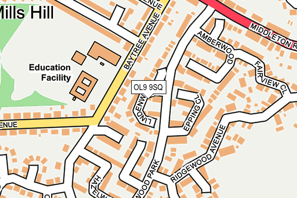 OL9 9SQ map - OS OpenMap – Local (Ordnance Survey)