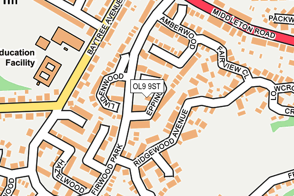 OL9 9ST map - OS OpenMap – Local (Ordnance Survey)