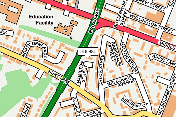 OL9 9SU map - OS OpenMap – Local (Ordnance Survey)