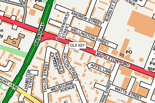 OL9 9SY map - OS OpenMap – Local (Ordnance Survey)