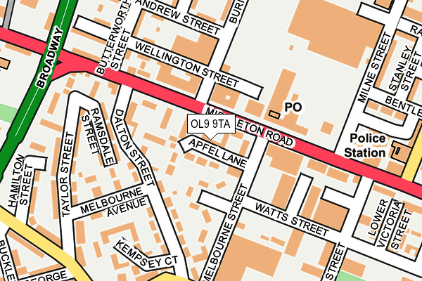 OL9 9TA map - OS OpenMap – Local (Ordnance Survey)