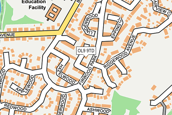 OL9 9TD map - OS OpenMap – Local (Ordnance Survey)