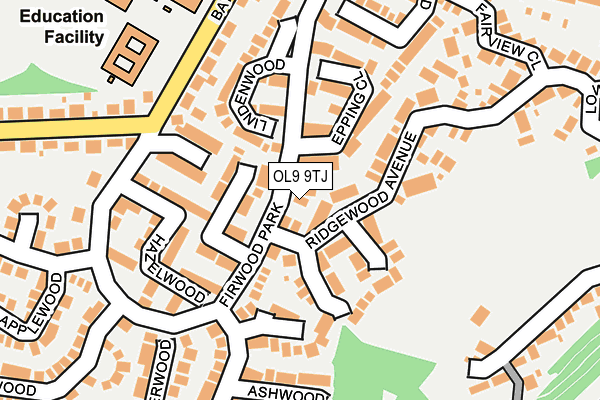 OL9 9TJ map - OS OpenMap – Local (Ordnance Survey)