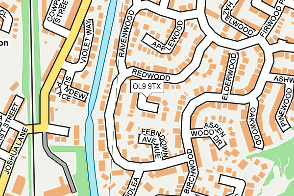 OL9 9TX map - OS OpenMap – Local (Ordnance Survey)