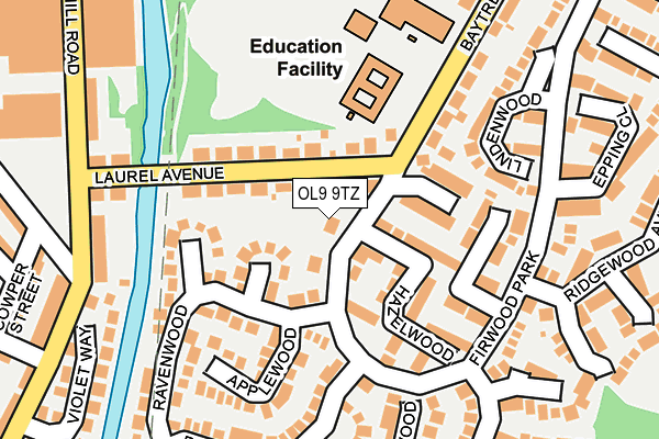 OL9 9TZ map - OS OpenMap – Local (Ordnance Survey)