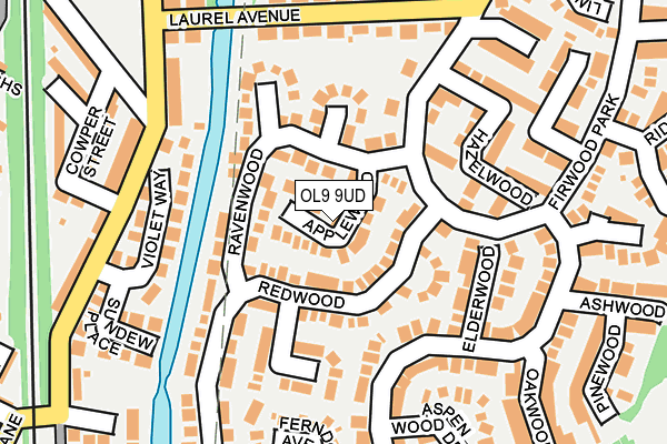 OL9 9UD map - OS OpenMap – Local (Ordnance Survey)