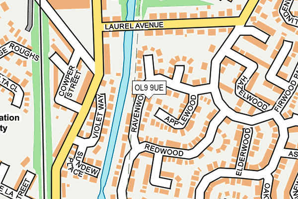 OL9 9UE map - OS OpenMap – Local (Ordnance Survey)