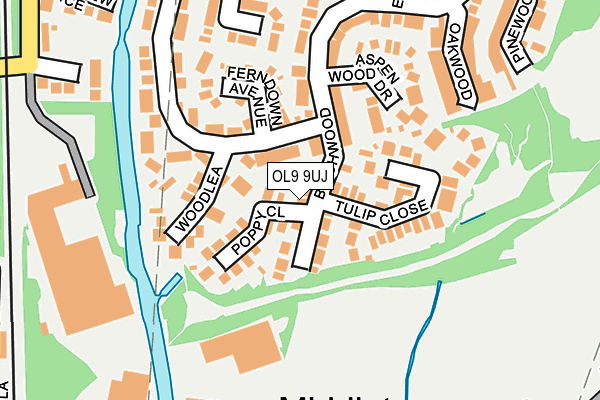 OL9 9UJ map - OS OpenMap – Local (Ordnance Survey)