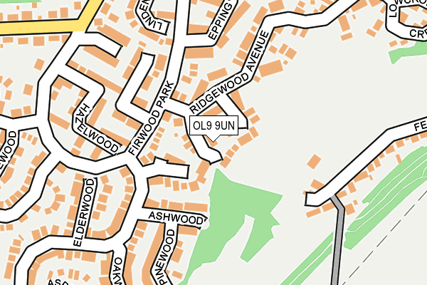 OL9 9UN map - OS OpenMap – Local (Ordnance Survey)