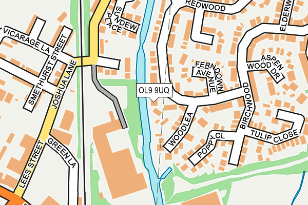 OL9 9UQ map - OS OpenMap – Local (Ordnance Survey)