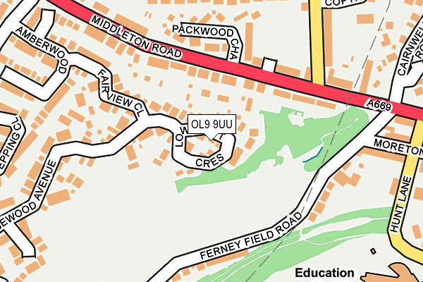 OL9 9UU map - OS OpenMap – Local (Ordnance Survey)