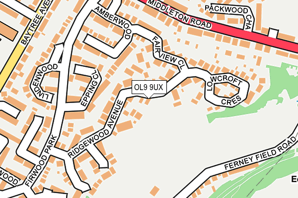 OL9 9UX map - OS OpenMap – Local (Ordnance Survey)