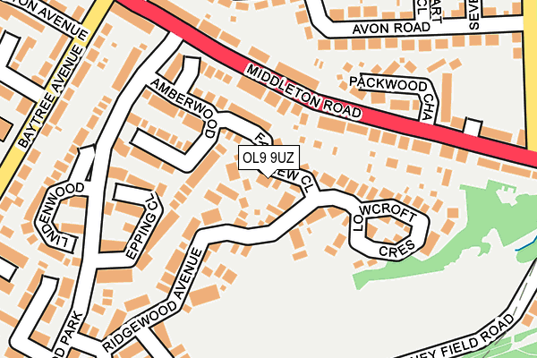 OL9 9UZ map - OS OpenMap – Local (Ordnance Survey)