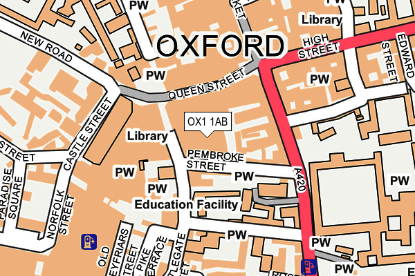 OX1 1AB map - OS OpenMap – Local (Ordnance Survey)