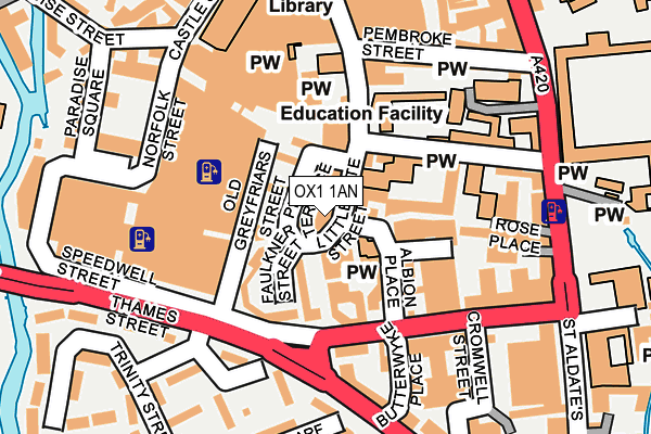 OX1 1AN map - OS OpenMap – Local (Ordnance Survey)