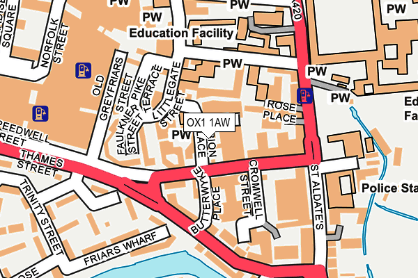 OX1 1AW map - OS OpenMap – Local (Ordnance Survey)