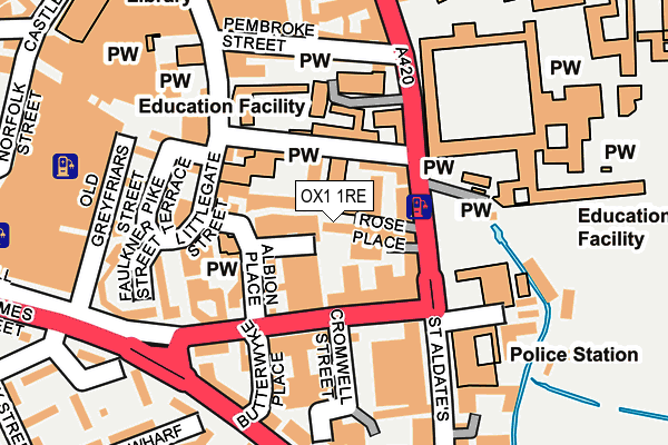 OX1 1RE map - OS OpenMap – Local (Ordnance Survey)