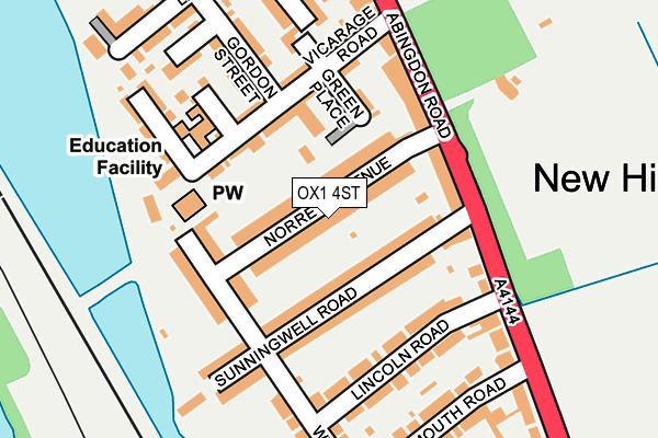 OX1 4ST map - OS OpenMap – Local (Ordnance Survey)