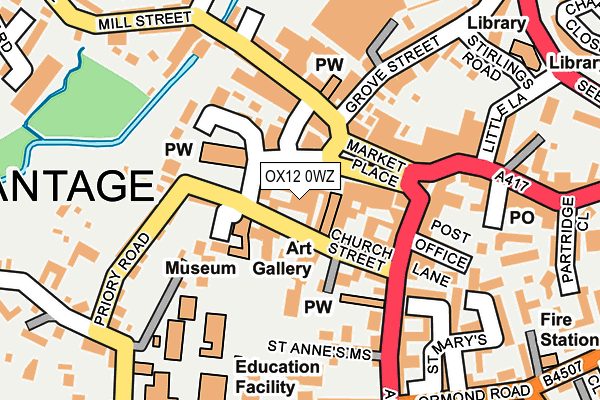 OX12 0WZ map - OS OpenMap – Local (Ordnance Survey)