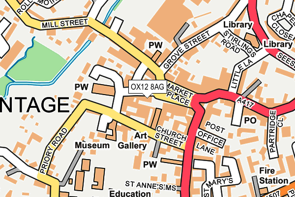 OX12 8AG map - OS OpenMap – Local (Ordnance Survey)