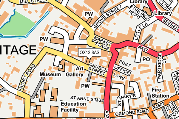 OX12 8AS map - OS OpenMap – Local (Ordnance Survey)