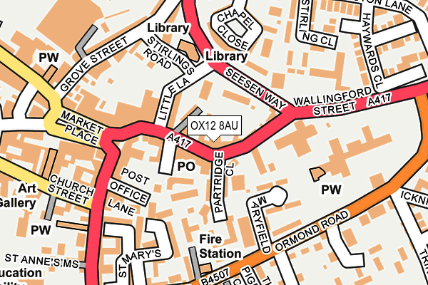 OX12 8AU map - OS OpenMap – Local (Ordnance Survey)