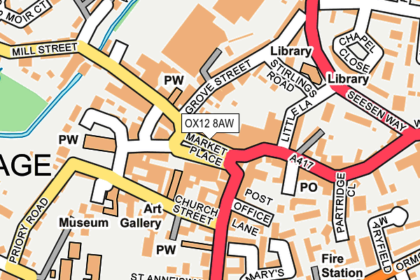 OX12 8AW map - OS OpenMap – Local (Ordnance Survey)