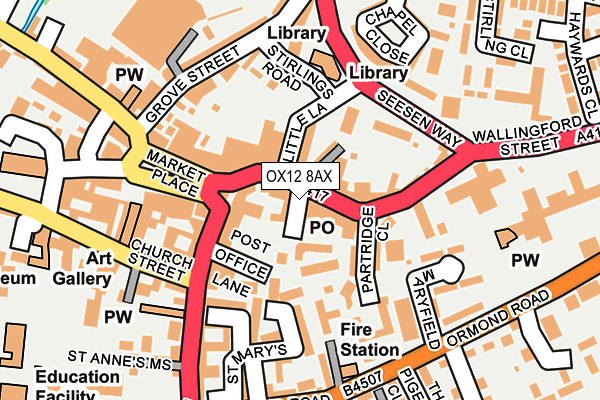 OX12 8AX map - OS OpenMap – Local (Ordnance Survey)