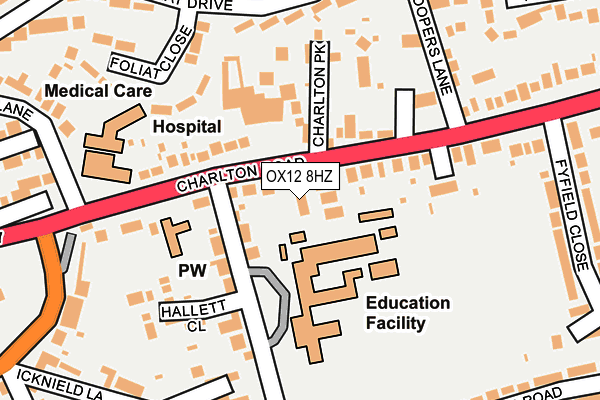 OX12 8HZ map - OS OpenMap – Local (Ordnance Survey)