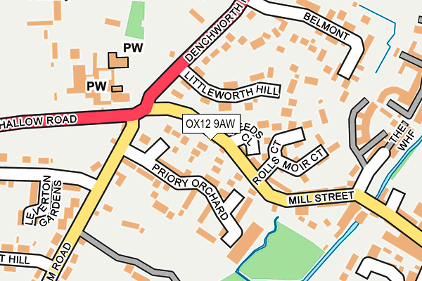OX12 9AW map - OS OpenMap – Local (Ordnance Survey)