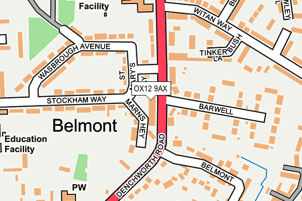 OX12 9AX map - OS OpenMap – Local (Ordnance Survey)