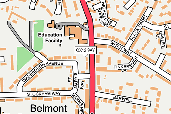 OX12 9AY map - OS OpenMap – Local (Ordnance Survey)