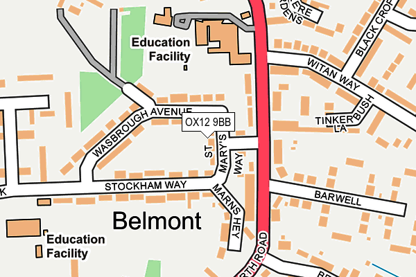 OX12 9BB map - OS OpenMap – Local (Ordnance Survey)