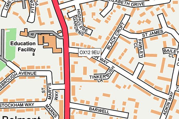 OX12 9EU map - OS OpenMap – Local (Ordnance Survey)