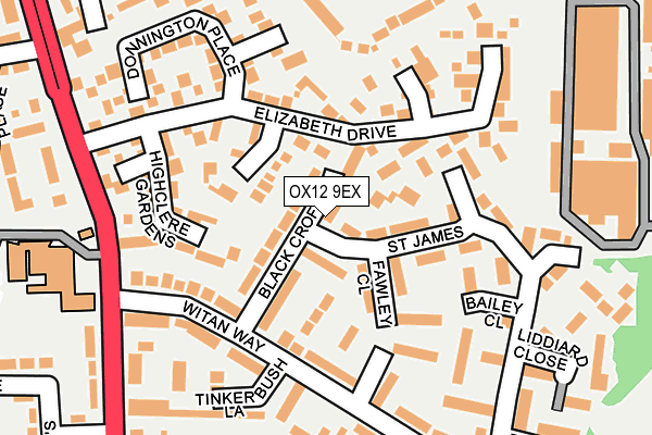 OX12 9EX map - OS OpenMap – Local (Ordnance Survey)