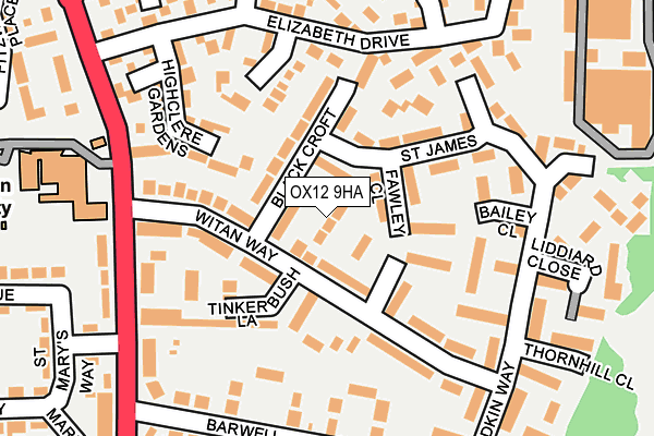 OX12 9HA map - OS OpenMap – Local (Ordnance Survey)