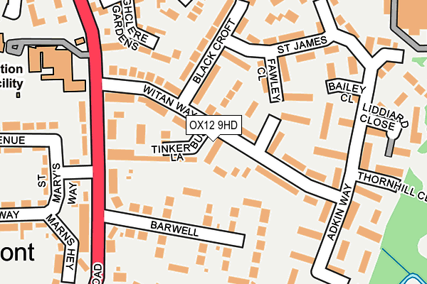 OX12 9HD map - OS OpenMap – Local (Ordnance Survey)