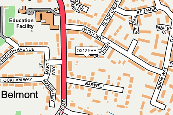 OX12 9HE map - OS OpenMap – Local (Ordnance Survey)