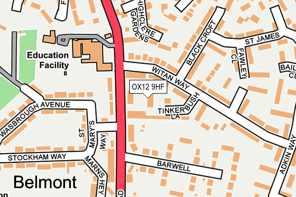 OX12 9HF map - OS OpenMap – Local (Ordnance Survey)