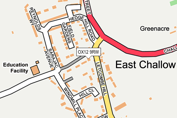 OX12 9RW map - OS OpenMap – Local (Ordnance Survey)