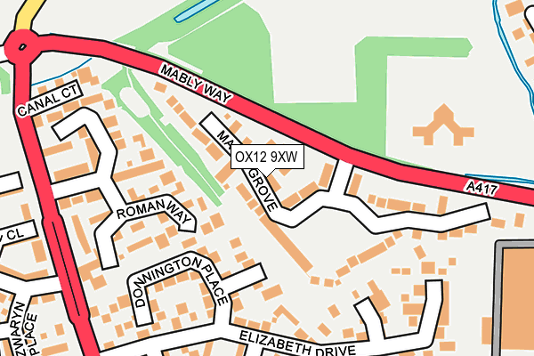 OX12 9XW map - OS OpenMap – Local (Ordnance Survey)