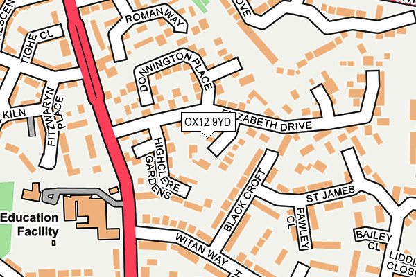 OX12 9YD map - OS OpenMap – Local (Ordnance Survey)