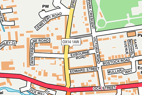 OX14 1AW map - OS OpenMap – Local (Ordnance Survey)