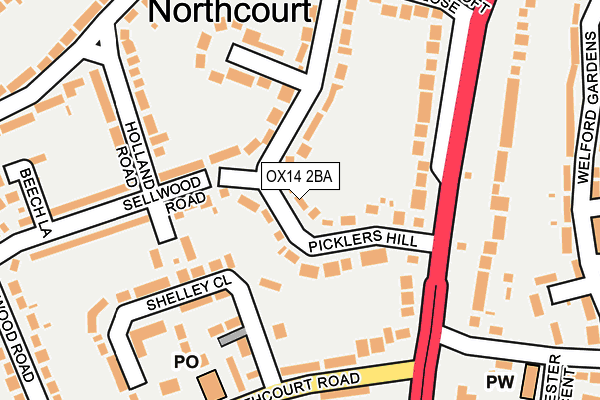 OX14 2BA map - OS OpenMap – Local (Ordnance Survey)