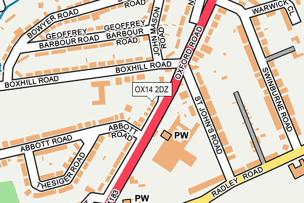 OX14 2DZ map - OS OpenMap – Local (Ordnance Survey)