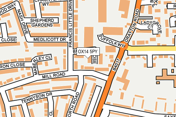 OX14 5PY map - OS OpenMap – Local (Ordnance Survey)