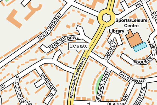 OX16 0AX map - OS OpenMap – Local (Ordnance Survey)