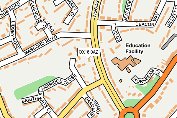 OX16 0AZ map - OS OpenMap – Local (Ordnance Survey)