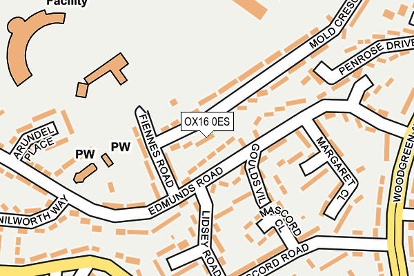 OX16 0ES map - OS OpenMap – Local (Ordnance Survey)