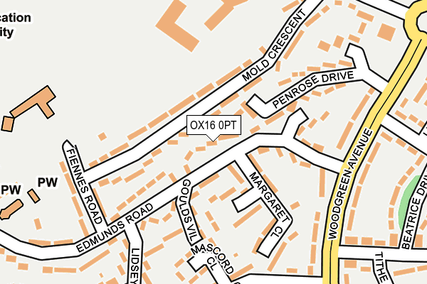 OX16 0PT map - OS OpenMap – Local (Ordnance Survey)